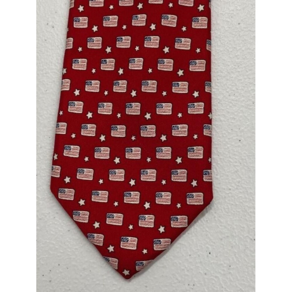 Vineyard Vines Mens Silk Tie Red American Flag Stars USA Patriotic Handmade